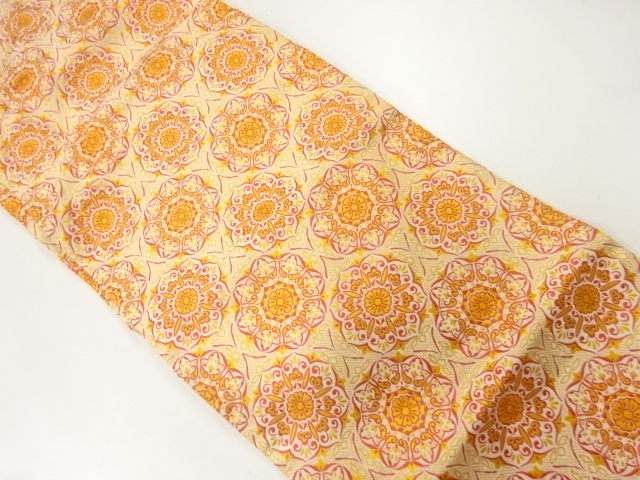 アンティーク　華紋模様織出し名古屋帯（263センチ）（着用可）